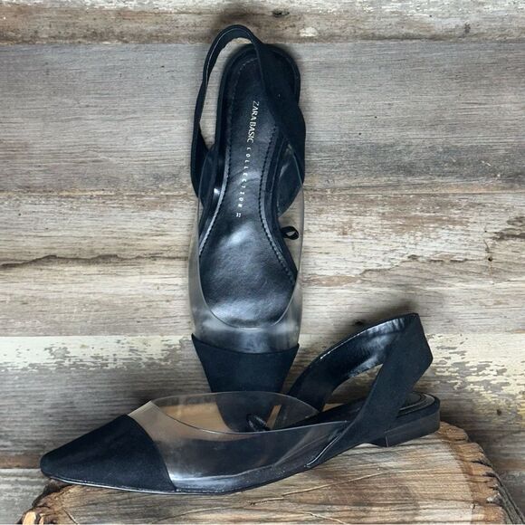 NWOB Zara Black and Clear Slingback Flats sz 5 - Picture 3 of 9